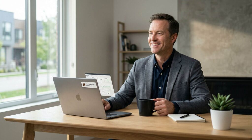 A business owner successfully getting more clients through inbound marketing strategies.
