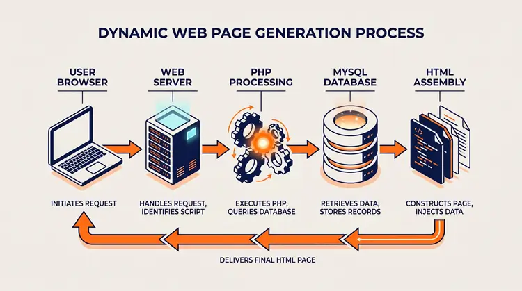 Visual comparison highlighting the differences between static HTML websites and dynamic WordPress websites.