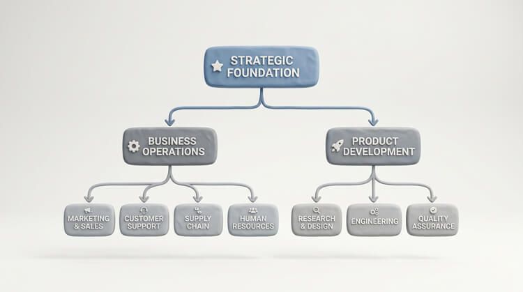 A visual diagram explaining the proper SEO hierarchy of H1, H2, and H3 heading tags for structuring website content.