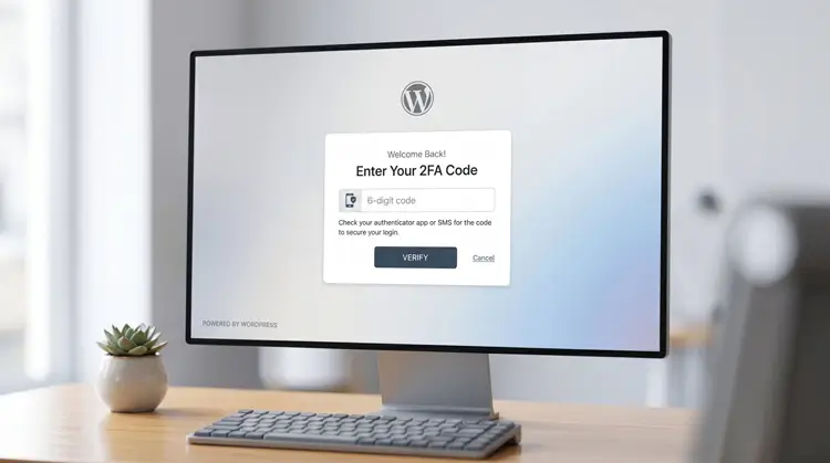 Logging into WordPress using Two-Factor Authentication.