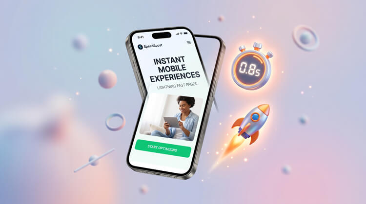 Fast loading mobile-first website layout on a smartphone.