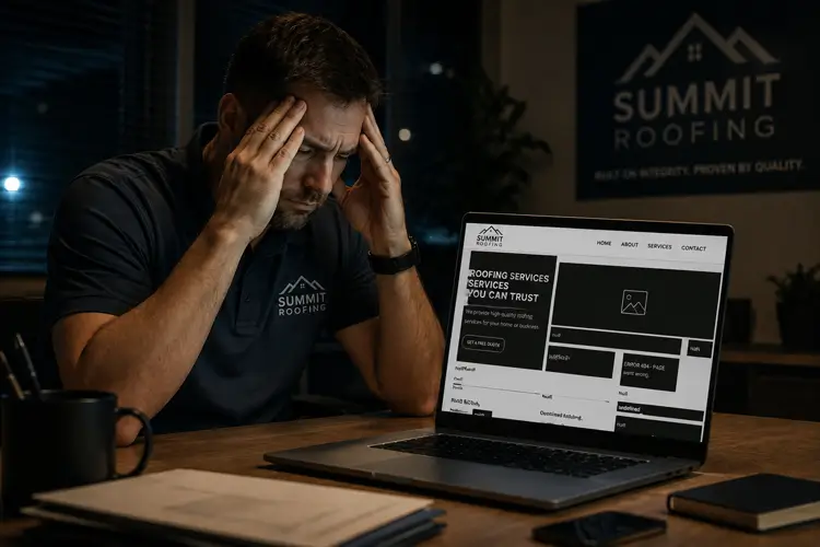 A roofing contractor frustrated by wasting time trying to fix a DIY WordPress website.