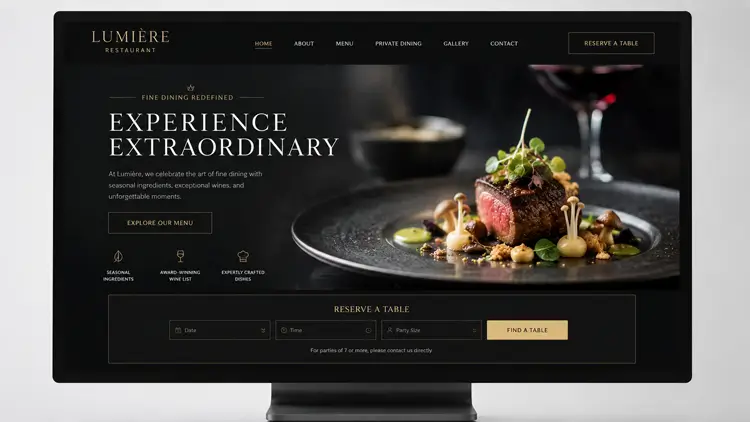 Grand Restaurant WordPress theme layout showing luxury dining and native OpenTable reservation setup
