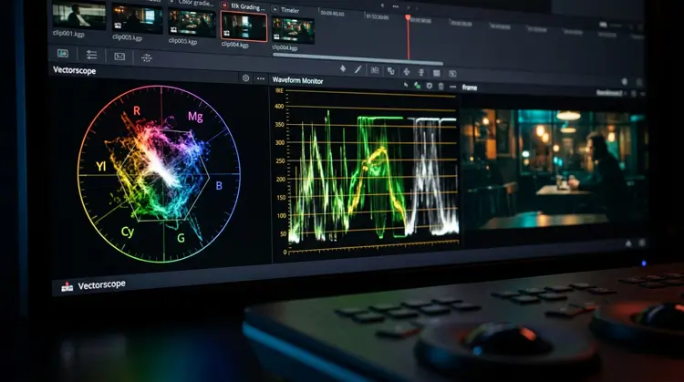 Using waveform monitors and vectorscopes for video editing color correction and grading.