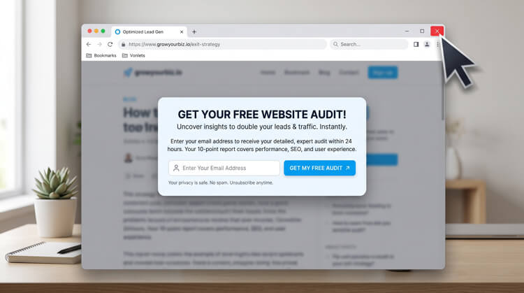 Using exit-intent popups to improve WordPress lead generation rates.